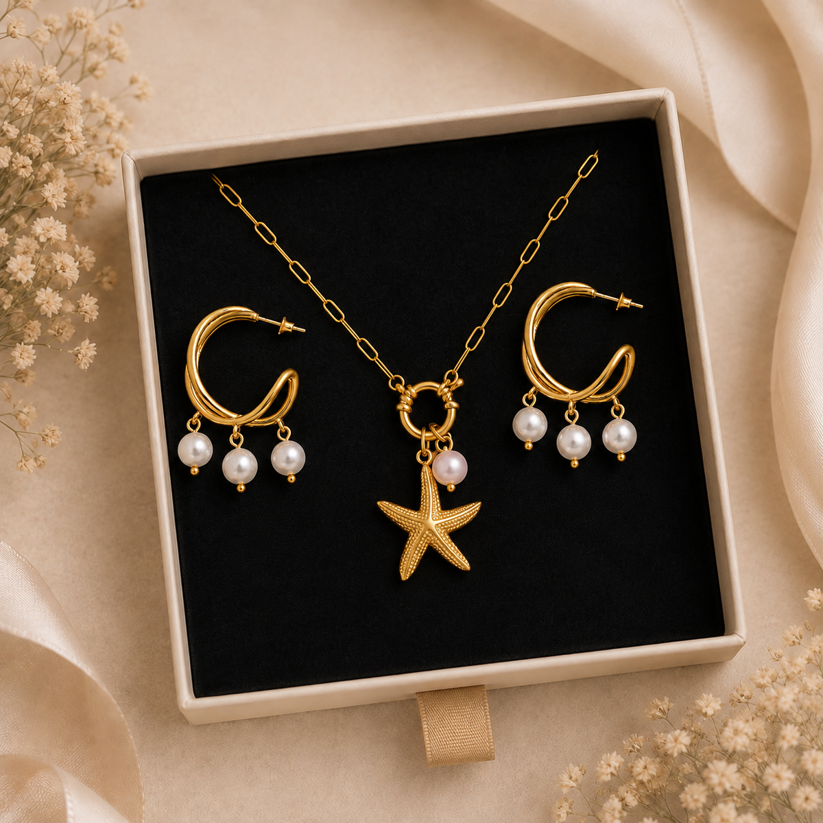 Star Pendant & Twirl Earrings Set 2