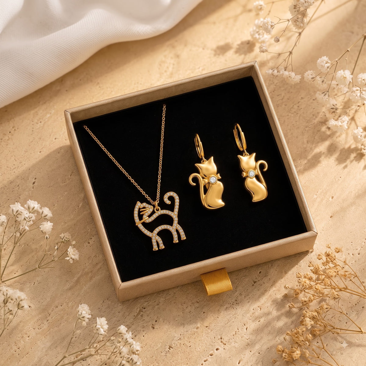 Whiskers Necklace & Purrfection Earrings