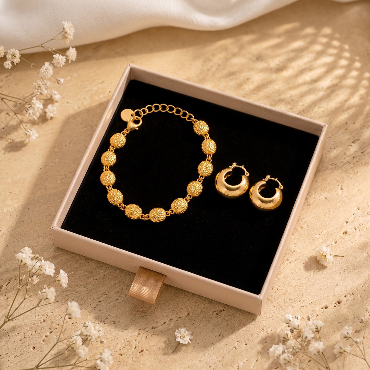 Rosette Bracelet & Sovereign Earrings