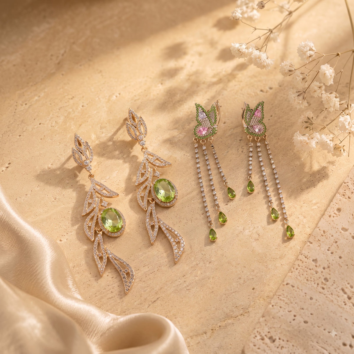 Butterfly Trail Earrings & Laurel Earrings