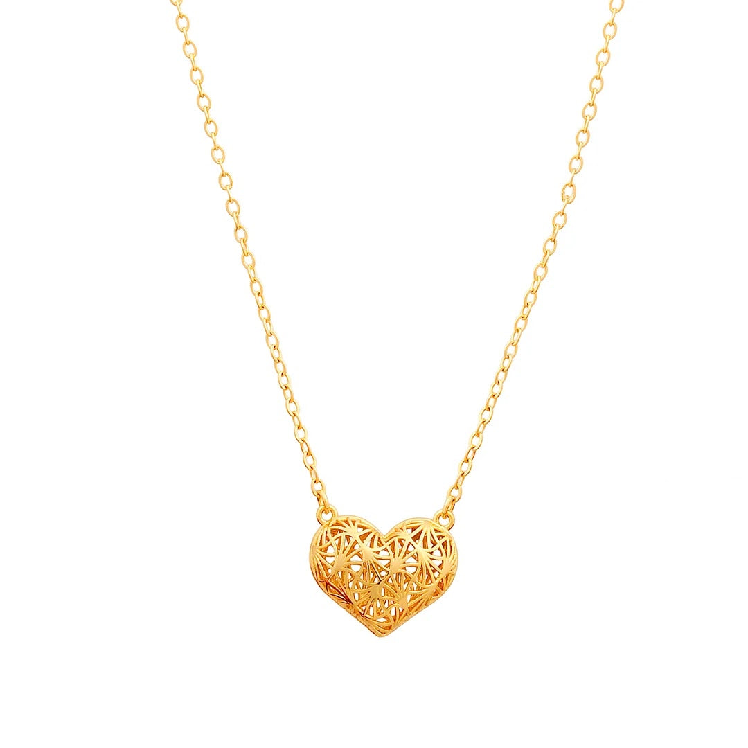 Heart of Gold Necklace & Gold Weave Earrings 3