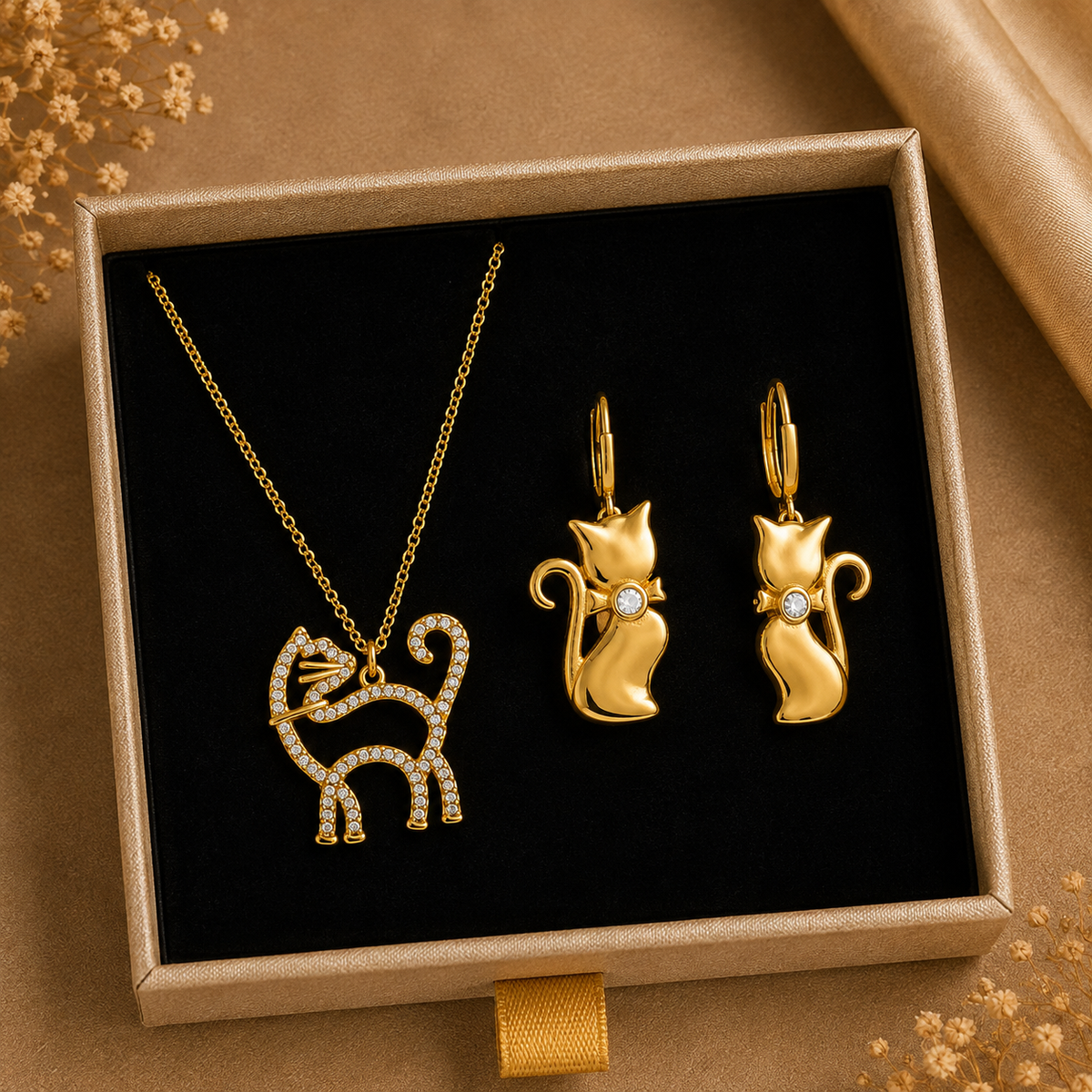 Whiskers Necklace & Purrfection Earrings 2