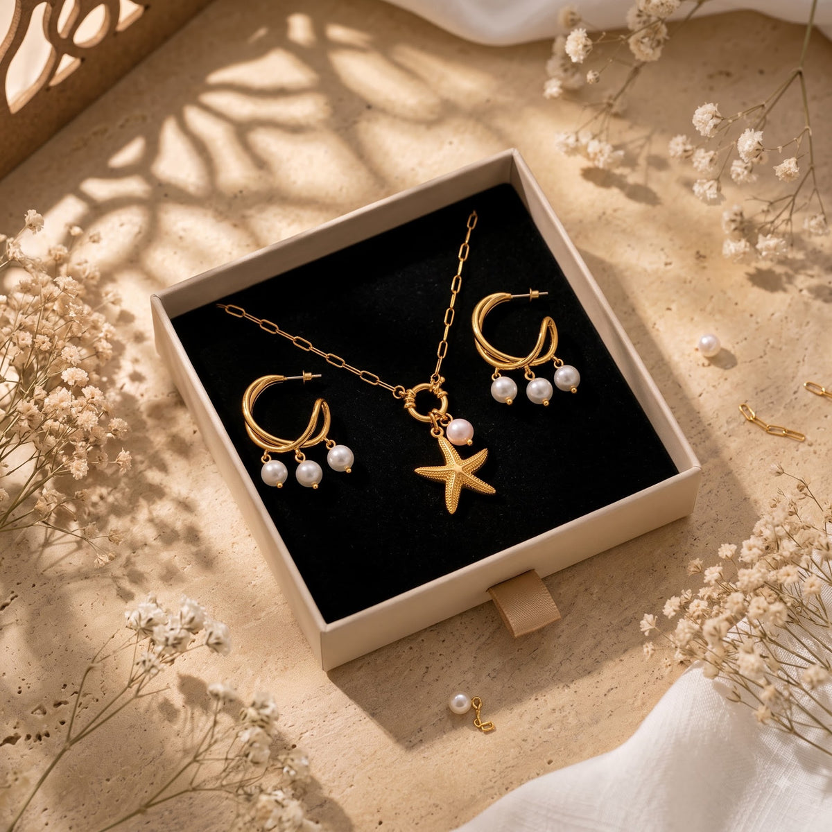Star Pendant & Twirl Earrings Set