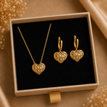 Heart of Gold Necklace & Gold Weave Earrings