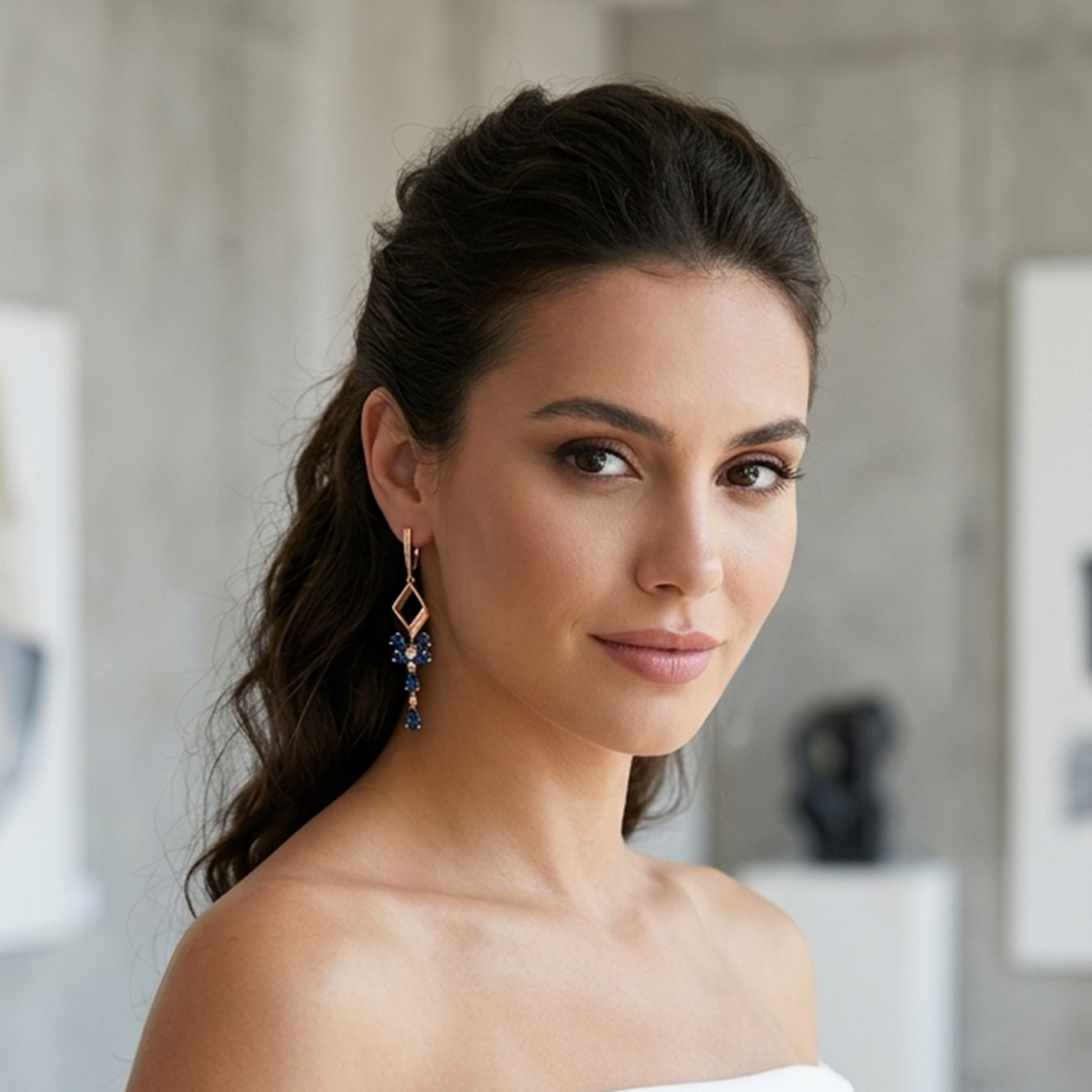 Midnight Drop Navy blue Earrings
