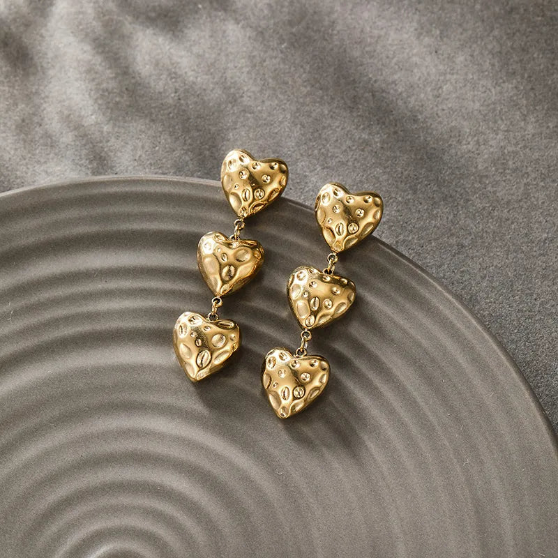 Gold Heartbeat Earrings
