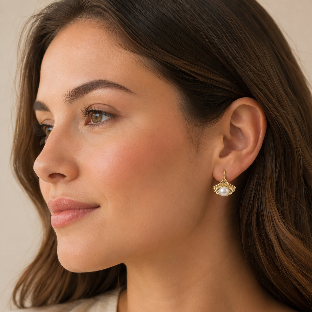 Ginkgo Pearl Earrings